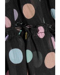 Marc Jacobs Belted Polka Dot Chiffon Mini Dress Black