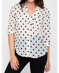 ROUND HERE Off white and black polka dot blouse – Root & Flowers Boutique