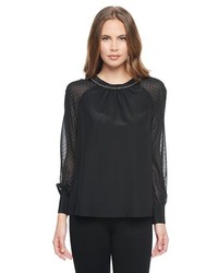 Juicy Couture Flocked Chiffon Silk Blouse