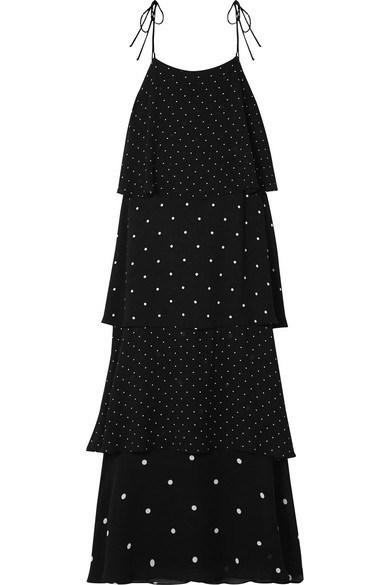 Anine Bing Daisy Tiered Polka Dot Chiffon Maxi Dress 140 NET