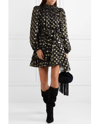 Dolce & Gabbana Polka Dot Metallic Fil Coup Chiffon Mini Dress