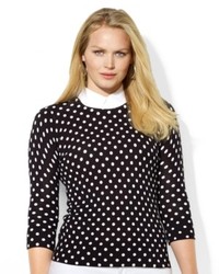 Lauren Ralph Lauren Plus Size Layered Look Polka Dot Sweater