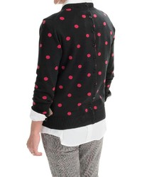 Joan Vass Polka Dot Sweater Button Back
