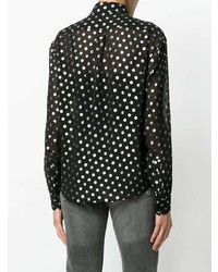 Saint Laurent Sheer Lurex Polka Dot Shirt