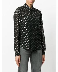 Saint Laurent Sheer Lurex Polka Dot Shirt