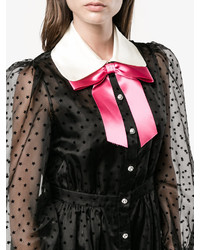Gucci Sheer Polka Dot Gown With Contrast Collar And Bow