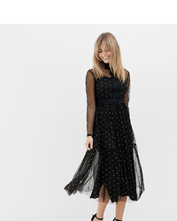 Black Polka Dot Lace Fit and Flare Dress