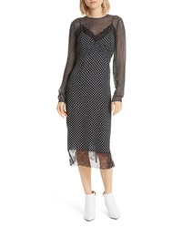 Black Polka Dot Lace Midi Dress