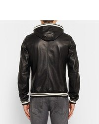 Dolce & Gabbana Jersey Trimmed Leather Hooded Jacket