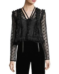 Alexis Cletine V Neck Dotted Mesh Blouse
