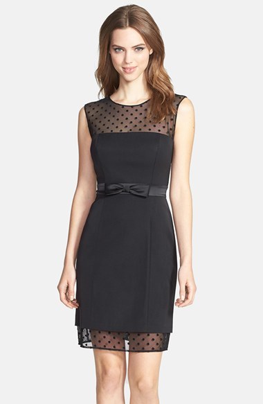 Aidan Mattox Flocked Mesh Belted Sheath Dress 275 Nordstrom