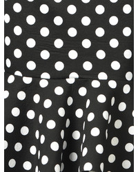 Choies Black Polka Dot Midi Pencil Skirt With Flounce Hem