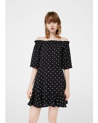 Black Polka Dot Off Shoulder Dress