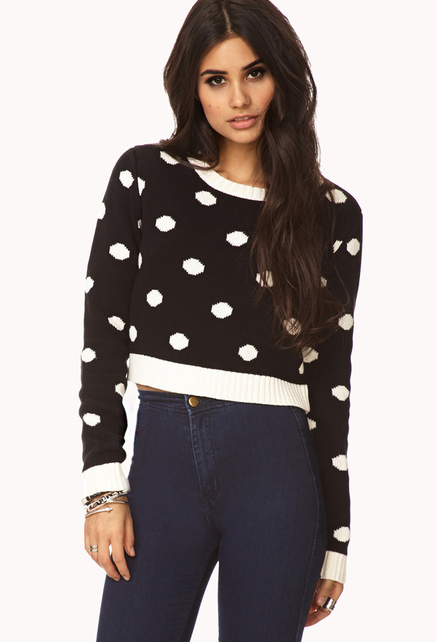 black and white polka dot sweater forever 21