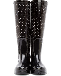 Dolce & Gabbana Black White Polka Dot Rain Boots
