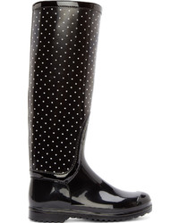 Dolce & Gabbana Black White Polka Dot Rain Boots