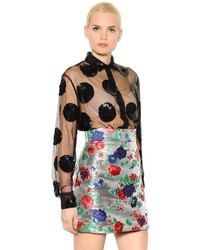 MSGM Sequins Polka Dots Tulle Shirt