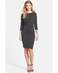 Adrianna Papell Polka Dot Ruched Jersey Dress