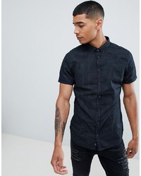 BLEND Short Sleeve Slim Fit Shirt With Micro Dot Print
