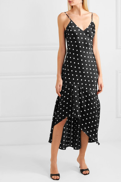 CAMI NYC The Sandra Asymmetric Polka Dot Silk Charmeuse Dress