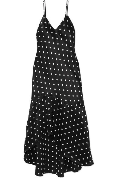 CAMI NYC The Sandra Asymmetric Polka Dot Silk Charmeuse Dress