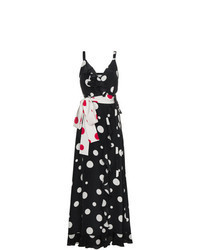 Black Polka Dot Silk Evening Dress