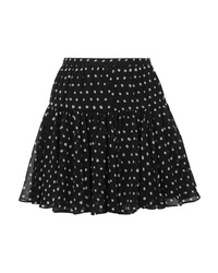Black Polka Dot Silk Mini Skirt