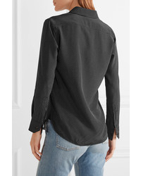 Saint Laurent Polka Dot Silk Shirt Black