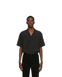 Black Polka Dot Silk Short Sleeve Shirt