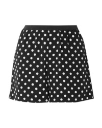 Black Polka Dot Silk Shorts