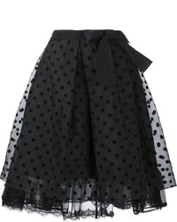 Black Polka Dot Silk Skirt