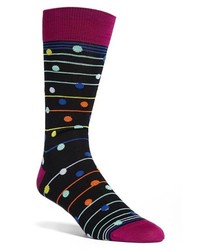 Bugatchi Uomo Dot Stripe Socks Black One Size
