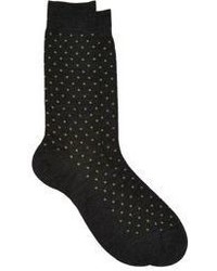 Barneys New York Polka Dot Mid Calf Socks Black