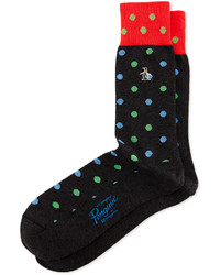 Penguin Polka Dot Print Knit Socks Black