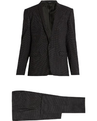 Dolce & Gabbana Shawl Collar Pin Dot Print Wool Suit