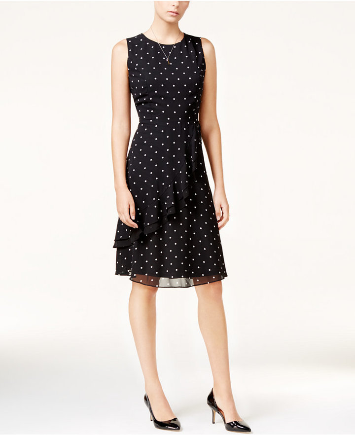 Maison Jules Polka Dot Ruffled A Line Dress Only At Macys, $79 | Macy's ...