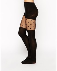 Asos Collection Polka Dot Over The Knee Tights With Support Detail