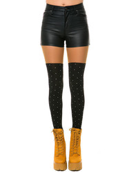 Intimates Boutique The Polka Dot Thigh Hi Look Tights In Black