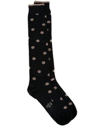 Black Polka Dot Wool Socks