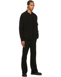 Auralee Black Cashmere Knit Long Sleeve Polo