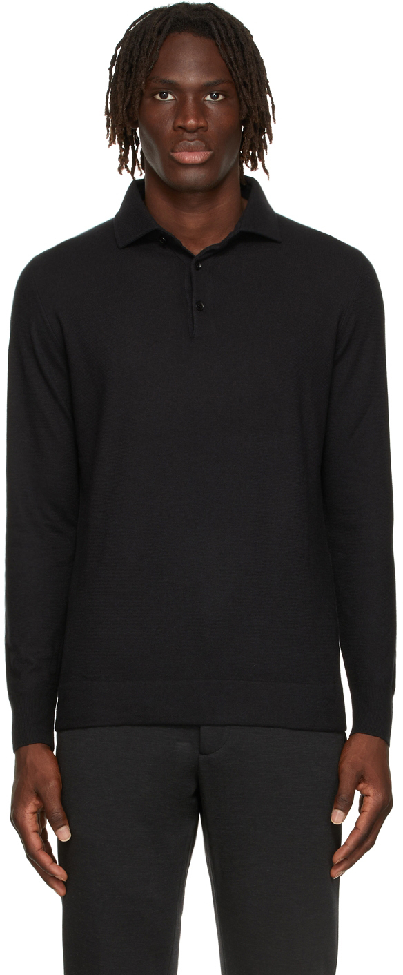 Loro Piana Black Cashmere Long Sleeve Polo, $1,550 | SSENSE | Lookastic
