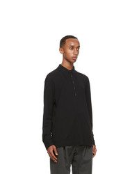 Lemaire Black Crepe Jersey Long Sleeve Polo