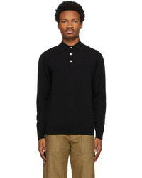 Beams Plus Black Knit 12g Long Sleeve Polo