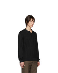 Lemaire Black Knit Long Sleeve Polo