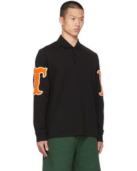Burberry Black Letter Graphic Long Sleeve Polo