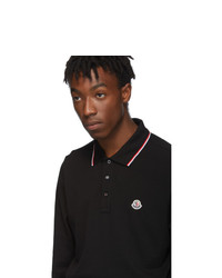 Moncler Black Logo Long Sleeve Polo
