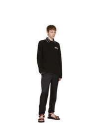 VERSACE JEANS COUTURE Black Logo Long Sleeve Polo
