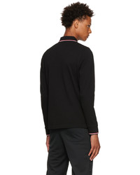 Moncler Black Long Sleeve Cotton Polo