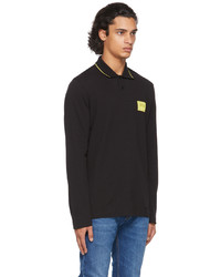 VERSACE JEANS COUTURE Black Patch Long Sleeve Polo