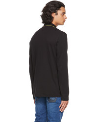 VERSACE JEANS COUTURE Black Patch Long Sleeve Polo